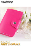 Weiyinxing Women PU Bank Card Holder Candy Color Card Wallet multiple Card Slots Wallet Credit Bussiness Card Holder Large-capacity Purse