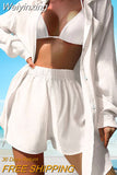 Weiyinxing Piece Bikini Cover Up Solid Color Casual Matching Sets Loose Sunscreen Clothing Long Sleeve Girls Sexy Beach Clothes for Women