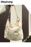 Weiyinxing Elegant Vintage Tote Bags for Women Luxury Designer Simple Large Capacity Handbag Gentle Ladies Spring Summer Shoulder Bag