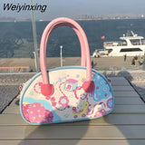 Weiyinxing Pink Drum Bag Boston Bag Women Bag Large Capacity Retro Pu Kawaii Messenger Bag Handbag Storage Bag High Capacity Girl Bag