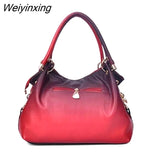 Weiyinxing Women handbags hollow out ombre floral print shoulder crossbody bags ladies pu leather totes messenger bag female Bolsa Feminina