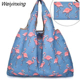 Weiyinxing Reusable Grocery Shopping Bag Ladies Tote 50lb Fashion Pocket Shoulder Bag Foldable Eco Bag Washable