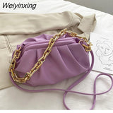 Weiyinxing YIDE Day Clutch Thick Gold Chains Dumpling Clip Purse Women Cloud Underarm Shoulder Bag Pleated Designer Pouch Totes Handbag