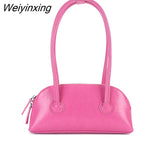 Weiyinxing YIDE Simple Solid Color Women Shoulder Bags Tote PU Leather Fashion Flap Top-Handle Bag Female Casual Underarm Bags Handbags