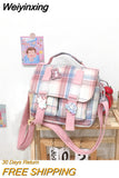 Weiyinxing Mini Crossbody Bag for Women 2023 Designer Handbag Girls Japanese Jk Style Color Contrast Plaid Stripe Handbag Shoulder Bag