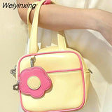 Weiyinxing Summer Flower Coin Purse Crossbody Small Square Bag Strawberry Print Hand Pillow Bag Shoulder Underarm Bag Women Bag