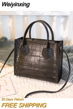 Weiyinxing Handbags Women Soft Pu Leather One Shoulder Bag Lady' Retro Alligator Pattern Crossbody Bag High-capacity Popular Design