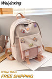Weiyinxing Girls Nylon Backpack INS Fashion Waterproof Backpack Teenager Cute Student School Bag Lady Large Capacity Simple Travel Bag