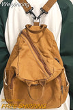 Weiyinxing Canvas Vintage Backpack Fashion Women Laptop Bags Brown Trendy Lady Small Backpack Girl Travel School Bag College Student