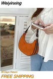 Weiyinxing Leather Women's Underarm Bag Retro Color Ladies Hobos Small Shoulder Bags Purse Handbags Female Half Moon Crossbody Bag