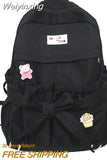 Weiyinxing Girl Waterproof Cute Bow School Bag Trendy Ladies Cotton Backpack Women Kawaii Backpack Travel Female Laptop College Bag