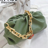 Weiyinxing YIDE Day Clutch Thick Gold Chains Dumpling Clip Purse Women Cloud Underarm Shoulder Bag Pleated Designer Pouch Totes Handbag