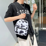 Weiyinxing Women Zebra Leopard Cow Print Backpacks Nylon Shoulder Bag Students High School Small Book Bag Female Mini Rucksack mochila