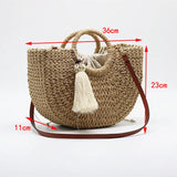 Weiyinxing Women's Accessories Bags Spring / Summer 2024 New Fashion Casual Round Handle Thick Papyrus Woven Shopping Bag
