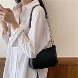 Weiyinxing Chains Underarm Bag For Women PU Leather Shoulder Bag Solid Color Bag Designer Lady Handbag Armpit Totes Bolsa