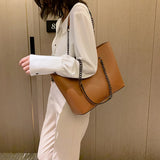Weiyinxing PU Leather Tote Bag Women New Popular Chains Shoulder Bag Large Capacity Handbag Female Shopping Handle Bag Lady Purse