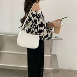 Weiyinxing Chains Underarm Bag For Women PU Leather Shoulder Bag Solid Color Bag Designer Lady Handbag Armpit Totes Bolsa