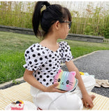 Weiyinxing Crossbody Bag for Children Cute Cartoon Cat Baby Girls Shoulder Bags PU Leather Boys Kids Small Coin Purse Handbags Wallet