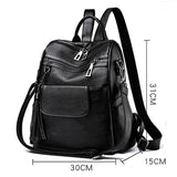 weiyinxing Women Backpack PU Leather Fashion Casual Tassel Bags High Quality Female Shoulder Bag Large Capacity School Backpacks for Girls