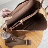 Weiyinxing women handbag Large Capacity Wide Strap Shoulder Bags for female Casual big Totes Solid color Pu Leather messenger bag