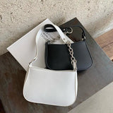 Weiyinxing Chains Underarm Bag For Women PU Leather Shoulder Bag Solid Color Bag Designer Lady Handbag Armpit Totes Bolsa