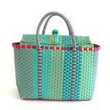 Weiyinxing color Women Durable Weave Beach Bag Woven Bucket Bag Casual Tote Handbags Bags Popular Receive straw plastic braided basket