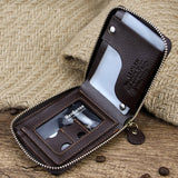Weiyinxing Men Leather Wallet Genuine Wallet Vintage Short Male Wallets Zipper Poucht Male Purse Money Bag  Card Holder Soft Purses