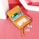 Weiyinxing Yellow Women Wallet Soft PU Leather Female Purse Mini Hasp Card Holder Coin Short Wallets Slim Small Purse Zipper Keychain