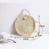 Weiyinxing Round Straw Bag Women Rattan Woven Shoulder Bag Handmade Bohemia Crossbody Bag Vacation Beach Bags Casual Straw Pouch sac