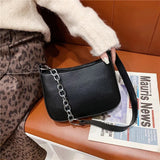 Weiyinxing Chains Underarm Bag For Women PU Leather Shoulder Bag Solid Color Bag Designer Lady Handbag Armpit Totes Bolsa