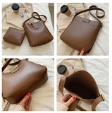 Weiyinxing Simple PU Leather Bucket Crossbody Bags for Women 2024 Luxury Designer Lady Shoulder bags Ladies Handbags 2 Pcs/set