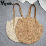 Weiyinxing Straw Beach Bag Vintage Handmade Woven Shoulder Bag Raffia circle Rattan bags Bohemian Summer Vacation Casual Bags