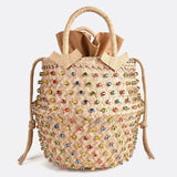 Weiyinxing Buy Summer Holiday Beach Bag with Pearl Ladies Woven Bucket Diamond Bag Designer Hot Handbags