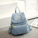 Weiyinxing Denim women backpack large Capacity High Quality Canvas Jeans Student Schoolbag Travel Knapsack Rucksack Mochila blue