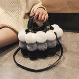 Weiyinxing Winter Hot Soft Plush Ball Handbags for Women Luxury Designer Bag Fashion Trends Colorful Fur Crossbody Shopper Bolso Femme