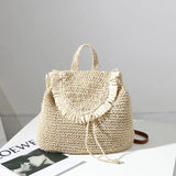Weiyinxing straw woven backpack leisure tassel straw bag woven bag female ins with the same seaside vacation beach bag