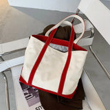 Weiyinxing Women's Bag Canvas Striped Handbag Large Capacity Single Shoulder Bag Simple Designer For Female Casual Tote Shopper Handle Bags
