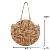 Weiyinxing Straw Beach Bag Vintage Handmade Woven Shoulder Bag Raffia circle Rattan bags Bohemian Summer Vacation Casual Bags