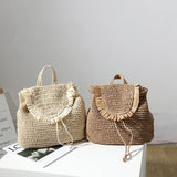 Weiyinxing straw woven backpack leisure tassel straw bag woven bag female ins with the same seaside vacation beach bag