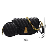 Weiyinxing Style PU Crossbody Bag Set for Women 2024 Autumn New Luxury Designer Chain Shoulder Purses 2-in-1 Fashion Lady Saddle Bag