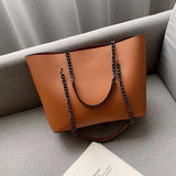 Weiyinxing PU Leather Tote Bag Women New Popular Chains Shoulder Bag Large Capacity Handbag Female Shopping Handle Bag Lady Purse