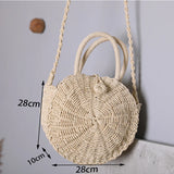 Weiyinxing Round Straw Bag Women Rattan Woven Shoulder Bag Handmade Bohemia Crossbody Bag Vacation Beach Bags Casual Straw Pouch sac