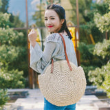 Weiyinxing Straw Beach Bag Vintage Handmade Woven Shoulder Bag Raffia circle Rattan bags Bohemian Summer Vacation Casual Bags