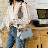 weiyinxing chains women shoulder bags designer wide strap messenger bags luxury pu leather crossbody bag lady small purse 3 bag set