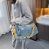 weiyinxing Denim Women Shoulder Bags Large Capacity Travel Bag Designer Women Bags Luxury Blue Jeans Crossbody Bag Female Big Purse