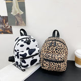Weiyinxing Women Zebra Leopard Cow Print Backpacks Nylon Shoulder Bag Students High School Small Book Bag Female Mini Rucksack mochila