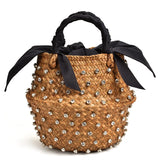 Weiyinxing Buy Summer Holiday Beach Bag with Pearl Ladies Woven Bucket Diamond Bag Designer Hot Handbags