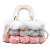 Weiyinxing Winter Hot Soft Plush Ball Handbags for Women Luxury Designer Bag Fashion Trends Colorful Fur Crossbody Shopper Bolso Femme