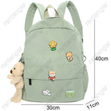 Weiyinxing Women Nylon Cute Backpack Bear Female Student College School Bag Badge Girl Doll Backpack Kawaii Book Ladies Fashion Bags Trendy