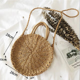 Weiyinxing Round Straw Bag Women Rattan Woven Shoulder Bag Handmade Bohemia Crossbody Bag Vacation Beach Bags Casual Straw Pouch sac